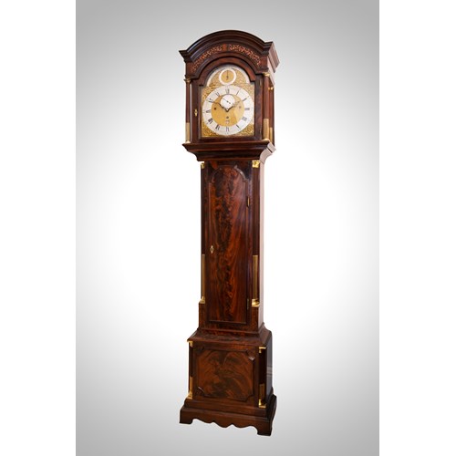 18TH CENTURY ANTIQUE MAHOGANY QUARTER-STRIKING LONGCASE CLOCK by John Waldron of London
